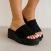 imageCUSHIONAIRE Pim Wedge Chunky Platform Womens Sandals with Stretch Knit Upper ampamp Memory Foam Summer Sandals for WomenBlack Weave