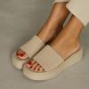 imageCUSHIONAIRE Pim Wedge Chunky Platform Womens Sandals with Stretch Knit Upper ampamp Memory Foam Summer Sandals for WomenTaupe Weave