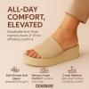 imageCUSHIONAIRE Pim Wedge Chunky Platform Womens Sandals with Stretch Knit Upper ampamp Memory Foam Summer Sandals for WomenTaupe Weave