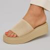 imageCUSHIONAIRE Pim Wedge Chunky Platform Womens Sandals with Stretch Knit Upper ampamp Memory Foam Summer Sandals for WomenTaupe Weave