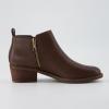 imageCUSHIONAIRE Taco Womens Ankle Bootie  Low Heel Ankle Boots for Women with Memory Foam Comfort Side Zipper and Wide Widths AvailableBrown Smooth
