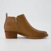 imageCUSHIONAIRE Taco Womens Ankle Bootie  Low Heel Ankle Boots for Women with Memory Foam Comfort Side Zipper and Wide Widths AvailableChestnut Smooth