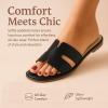 imageCUSHIONAIRE Voyage Cutout Strap Slides for Women Slip On Summer Flats Trendy Footwear Comfortable Vacation Style Sandals for Women 2025Black