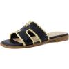 imageCUSHIONAIRE Voyage Cutout Strap Slides for Women Slip On Summer Flats Trendy Footwear Comfortable Vacation Style Sandals for Women 2025Black Woven