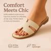 imageCUSHIONAIRE Voyage Cutout Strap Slides for Women Slip On Summer Flats Trendy Footwear Comfortable Vacation Style Sandals for Women 2025Cream