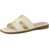 imageCUSHIONAIRE Voyage Cutout Strap Slides for Women Slip On Summer Flats Trendy Footwear Comfortable Vacation Style Sandals for Women 2025Cream Woven