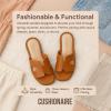 imageCUSHIONAIRE Voyage Cutout Strap Slides for Women Slip On Summer Flats Trendy Footwear Comfortable Vacation Style Sandals for Women 2025Cream Woven