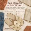 imageCUSHIONAIRE Voyage Cutout Strap Slides for Women Slip On Summer Flats Trendy Footwear Comfortable Vacation Style Sandals for Women 2025Denim