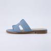 imageCUSHIONAIRE Voyage Cutout Strap Slides for Women Slip On Summer Flats Trendy Footwear Comfortable Vacation Style Sandals for Women 2025Denim