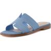imageCUSHIONAIRE Voyage Cutout Strap Slides for Women Slip On Summer Flats Trendy Footwear Comfortable Vacation Style Sandals for Women 2025Denim