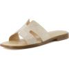 imageCUSHIONAIRE Voyage Cutout Strap Slides for Women Slip On Summer Flats Trendy Footwear Comfortable Vacation Style Sandals for Women 2025Embellish Tan