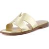 imageCUSHIONAIRE Voyage Cutout Strap Slides for Women Slip On Summer Flats Trendy Footwear Comfortable Vacation Style Sandals for Women 2025Gold