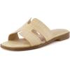imageCUSHIONAIRE Voyage Cutout Strap Slides for Women Slip On Summer Flats Trendy Footwear Comfortable Vacation Style Sandals for Women 2025Raffia