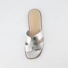 imageCUSHIONAIRE Voyage Cutout Strap Slides for Women Slip On Summer Flats Trendy Footwear Comfortable Vacation Style Sandals for Women 2025Silver