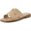 imageCUSHIONAIRE Voyage Cutout Strap Slides for Women Slip On Summer Flats Trendy Footwear Comfortable Vacation Style Sandals for Women 2025Tan