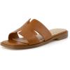 imageCUSHIONAIRE Voyage Cutout Strap Slides for Women Slip On Summer Flats Trendy Footwear Comfortable Vacation Style Sandals for Women 2025Whiskey