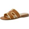 imageCUSHIONAIRE Voyage Cutout Strap Slides for Women Slip On Summer Flats Trendy Footwear Comfortable Vacation Style Sandals for Women 2025Whiskey Woven