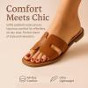 imageCUSHIONAIRE Voyage Cutout Strap Slides for Women Slip On Summer Flats Trendy Footwear Comfortable Vacation Style Sandals for Women 2025Whiskey Woven