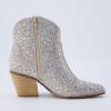 imageCUSHIONAIRE Womens Bravo Rhinestone Western Boots with Memory Foam Sparkly Cowboy Ankle BootiesSilver