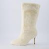 imageCUSHIONAIRE Womens Posh Faux Shearling Furry Boot with Stiletto Heel Memory Foam Wide Widths AvailableBeige Fur