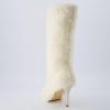 imageCUSHIONAIRE Womens Posh Faux Shearling Furry Boot with Stiletto Heel Memory Foam Wide Widths AvailableBeige Fur