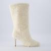 imageCUSHIONAIRE Womens Posh Faux Shearling Furry Boot with Stiletto Heel Memory Foam Wide Widths AvailableBeige Fur