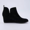 imageCUSHIONAIRE Womens Tito Wedge Bootie  Soft Vegan Suede Memory Foam Wide Width AvailableBlack
