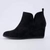 imageCUSHIONAIRE Womens Tito Wedge Bootie  Soft Vegan Suede Memory Foam Wide Width AvailableBlack