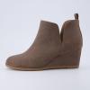 imageCUSHIONAIRE Womens Tito Wedge Bootie  Soft Vegan Suede Memory Foam Wide Width AvailableTaupe