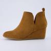 imageCUSHIONAIRE Womens Tito Wedge Bootie  Soft Vegan Suede Memory Foam Wide Width AvailableWhiskey