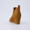 imageCUSHIONAIRE Womens Tito Wedge Bootie  Soft Vegan Suede Memory Foam Wide Width AvailableWhiskey