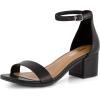 imageCUSHIONAIRE Alba Mid Block Heel Dress Shoes for Women  Open Toe Ankle Strap Heeled Womens Sandals with Memory Foam ComfortBlack