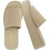 imageCUSHIONAIRE Pim Wedge Chunky Platform Womens Sandals with Stretch Knit Upper ampamp Memory Foam Summer Sandals for WomenTaupe Weave