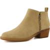 imageCUSHIONAIRE Taco Womens Ankle Bootie  Low Heel Ankle Boots for Women with Memory Foam Comfort Side Zipper and Wide Widths AvailableTan Vegan Suede