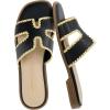 imageCUSHIONAIRE Voyage Cutout Strap Slides for Women Slip On Summer Flats Trendy Footwear Comfortable Vacation Style Sandals for Women 2025Black Woven