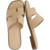 imageCUSHIONAIRE Voyage Cutout Strap Slides for Women Slip On Summer Flats Trendy Footwear Comfortable Vacation Style Sandals for Women 2025Tan