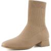 imageCUSHIONAIRE Womens Russel Knit Ankle Boot with Block Heel Memory Foam Wide Widths AvailableKnit Taupe