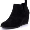 imageCUSHIONAIRE Womens Tito Wedge Bootie  Soft Vegan Suede Memory Foam Wide Width AvailableBlack