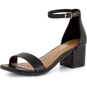 imageCUSHIONAIRE Alba Mid Block Heel Dress Shoes for Women  Open Toe Ankle Strap Heeled Womens Sandals with Memory Foam ComfortBlack