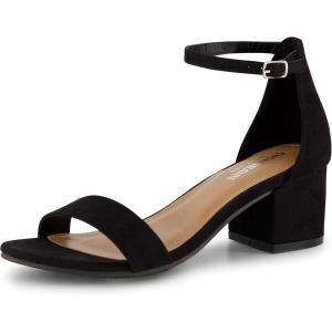 imageCUSHIONAIRE Alba Mid Block Heel Dress Shoes for Women  Open Toe Ankle Strap Heeled Womens Sandals with Memory Foam ComfortBlack Suede