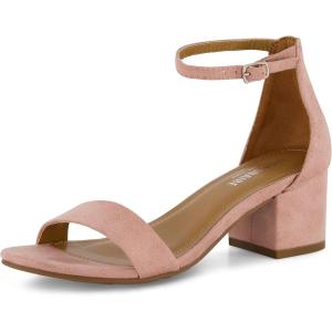 imageCUSHIONAIRE Alba Mid Block Heel Dress Shoes for Women  Open Toe Ankle Strap Heeled Womens Sandals with Memory Foam ComfortBlush Suede