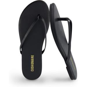 imageCUSHIONAIRE Cruise Flip Flops for Women Footwear  Vacation Beach Essentials  Casual Summer Sandals for Women with Wide WidthBlack Smooth