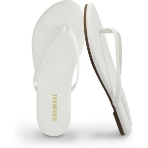imageCUSHIONAIRE Cruise Flip Flops for Women Footwear  Vacation Beach Essentials  Casual Summer Sandals for Women with Wide WidthWhite Smooth
