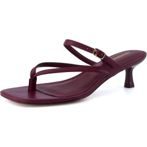 imageCUSHIONAIRE Madrid Kitten Heel Square Toe Womens Sandals  Comfortable Dressy Strappy Heels Sandals for Women Wide Widths AvailableBurgundy