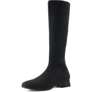 imageCUSHIONAIRE Rialto Womens KneeHigh Stretch Boot  SlipOn Tall Shaft Boot with Memory Foam ampamp Low Block HeelKnit Gray