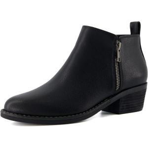 imageCUSHIONAIRE Taco Womens Ankle Bootie  Low Heel Ankle Boots for Women with Memory Foam Comfort Side Zipper and Wide Widths AvailableBlack Smooth