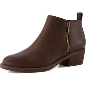imageCUSHIONAIRE Taco Womens Ankle Bootie  Low Heel Ankle Boots for Women with Memory Foam Comfort Side Zipper and Wide Widths AvailableBrown Smooth
