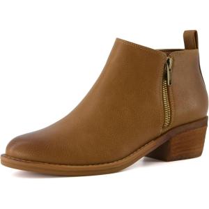 imageCUSHIONAIRE Taco Womens Ankle Bootie  Low Heel Ankle Boots for Women with Memory Foam Comfort Side Zipper and Wide Widths AvailableChestnut Smooth