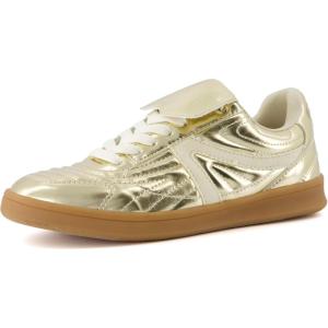 imageCUSHIONAIRE Womens Astro Retro Sneaker LaceUp Design Memory Foam Wide Widths AvailableGold Metallic
