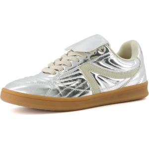 imageCUSHIONAIRE Womens Astro Retro Sneaker LaceUp Design Memory Foam Wide Widths AvailableSilver Metallic